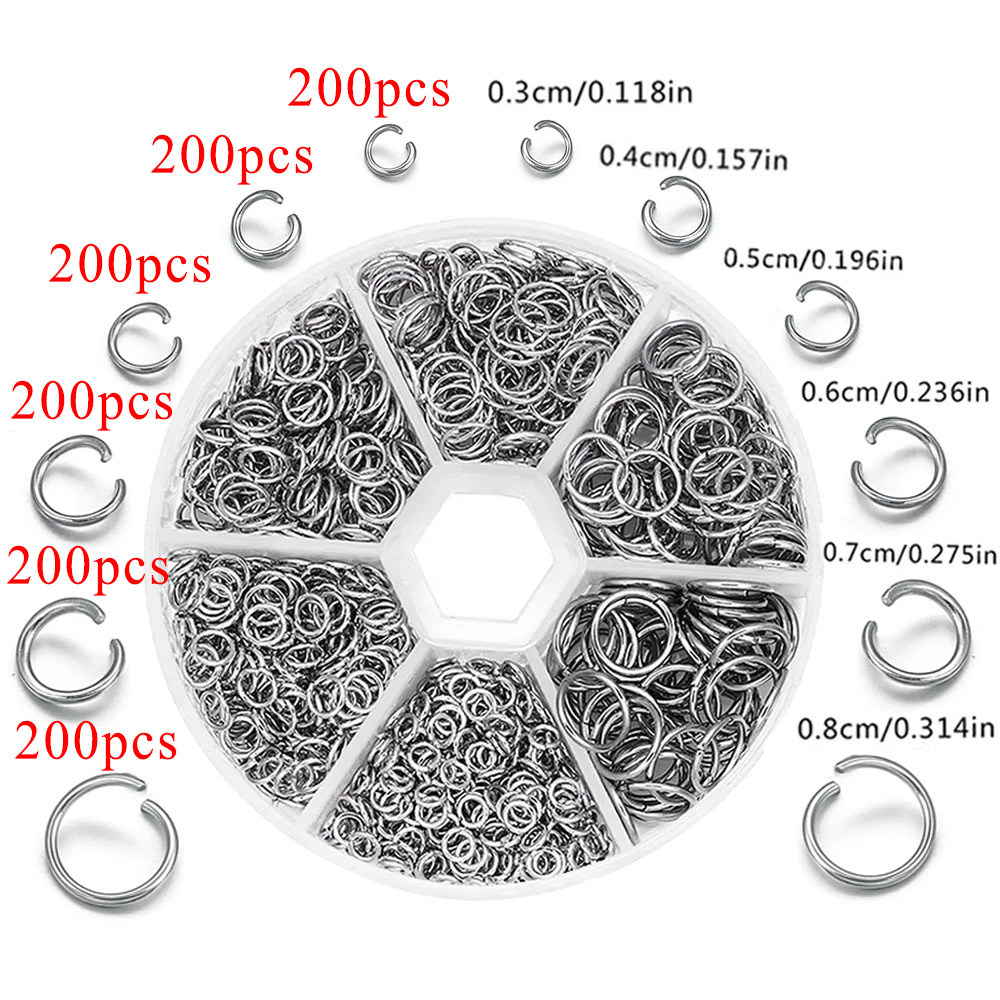 Hoop Earrings - 1200pcs Stainless Steel Jump Rings&Split Rings