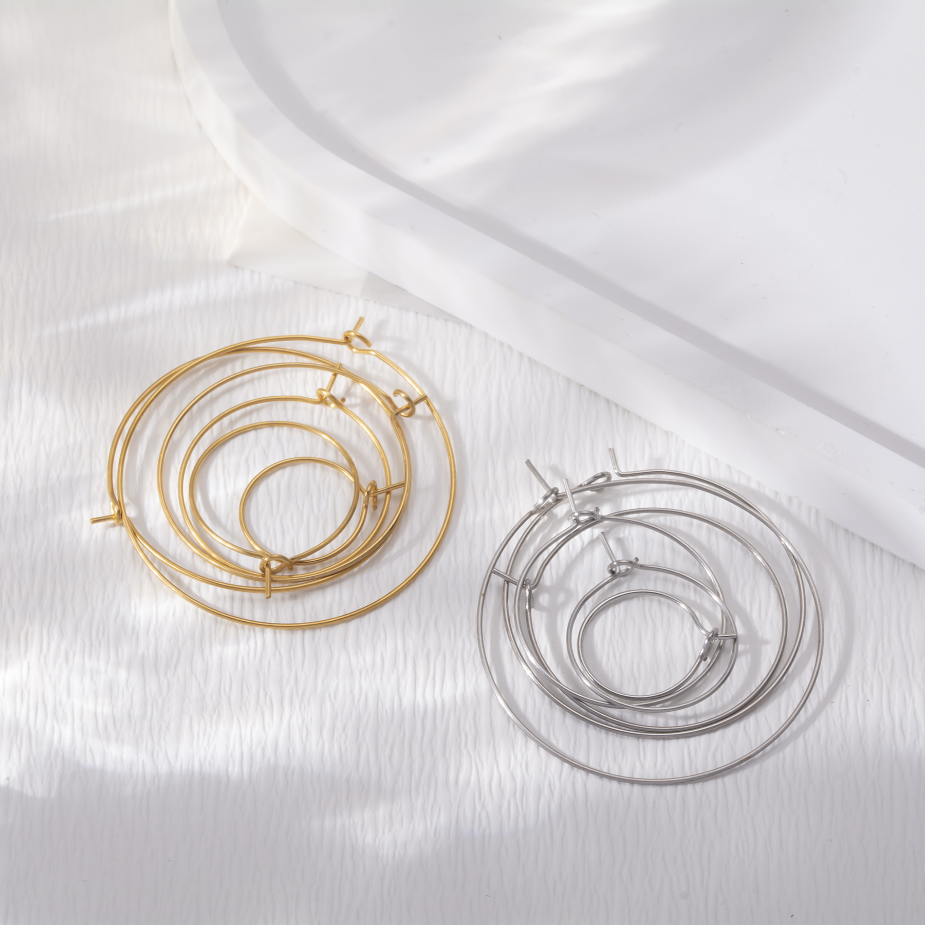 Hoop Earrings - 10pcs(5 Pairs) Stainless Steel 15-40mm Large