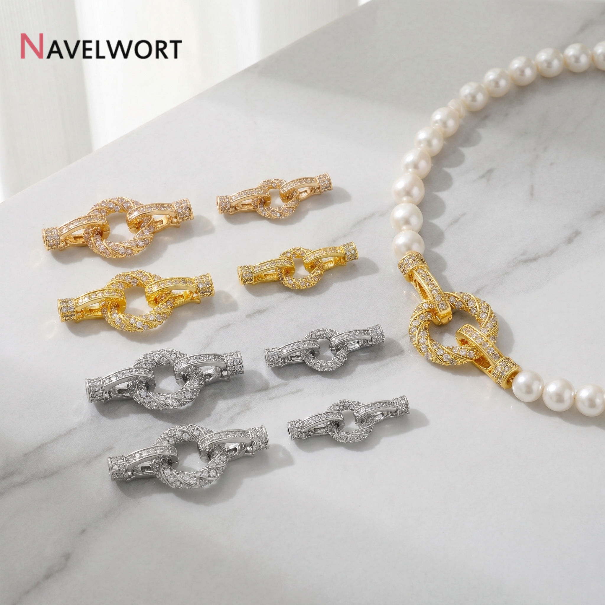 Pearl Necklace - 18K Gold Plated Brass With Zircon