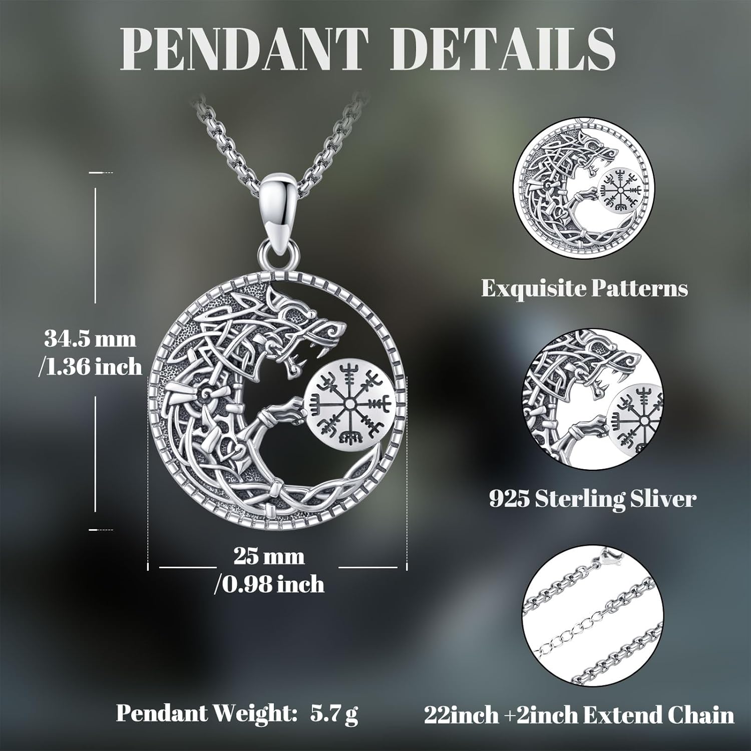 Viking Necklace for Men 925 St - đánh giá và giá Wolf Jewelry & Watches Tampa Reviews