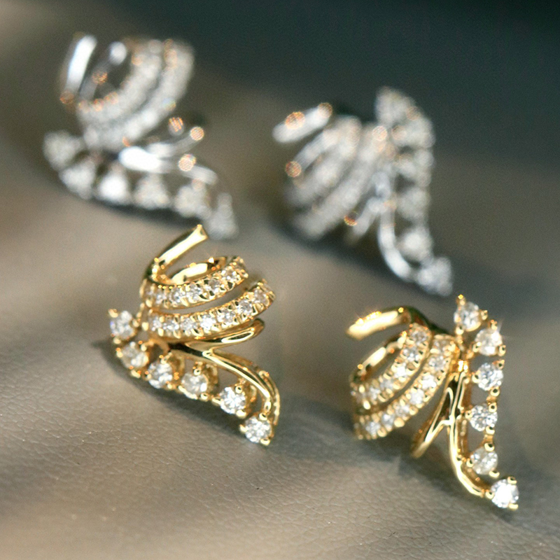 Aazuo 18K White & Yellow lGold - đánh giá và giá Diamond Stud Earrings