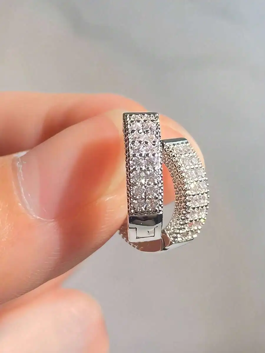 Cubic Zirconia Studded Hoop Ea - đánh giá và giá Hoop Earrings