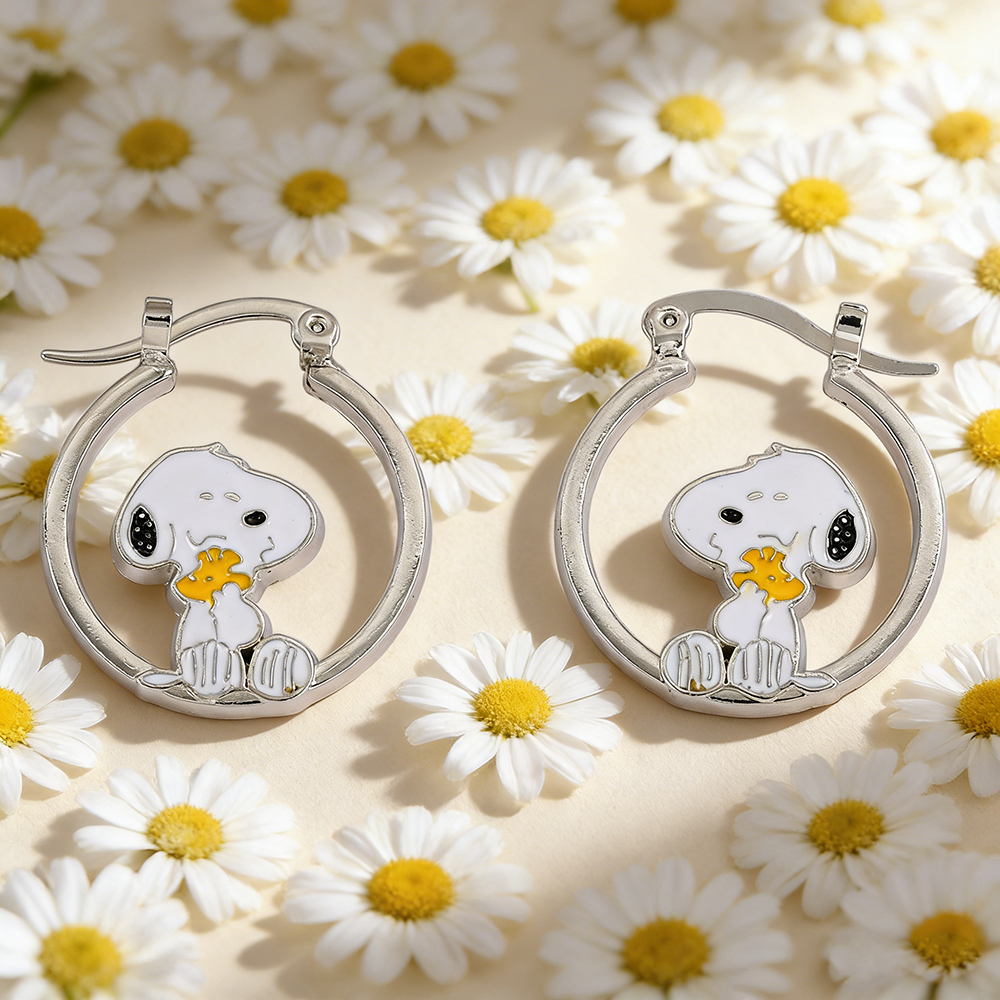 Cute Snoopy Huggie Hoop Earrin - đánh giá và giá Hoop Earrings