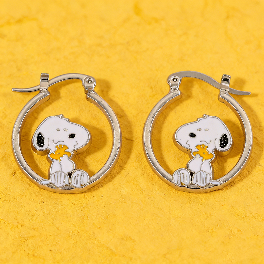 Cute Snoopy Huggie Hoop Earrin - đánh giá và giá Hoop Earrings