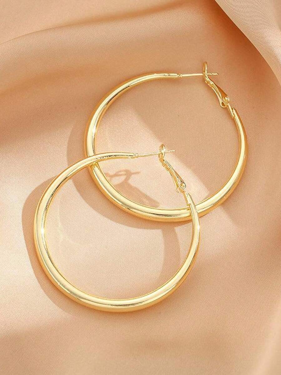 Shiny Gold Tone Y2K Minimalist - đánh giá và giá Hoop Earrings