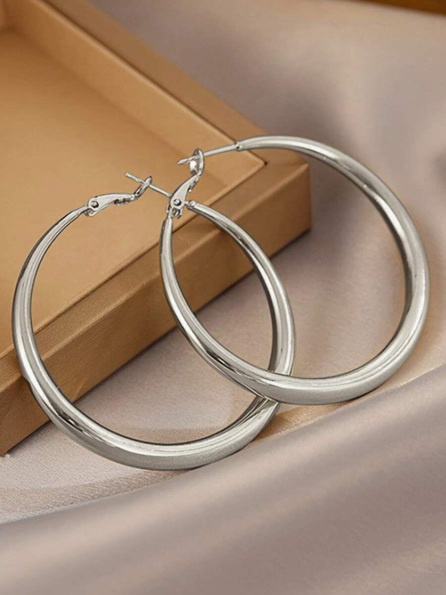 Shiny Gold Tone Y2K Minimalist - đánh giá và giá Hoop Earrings