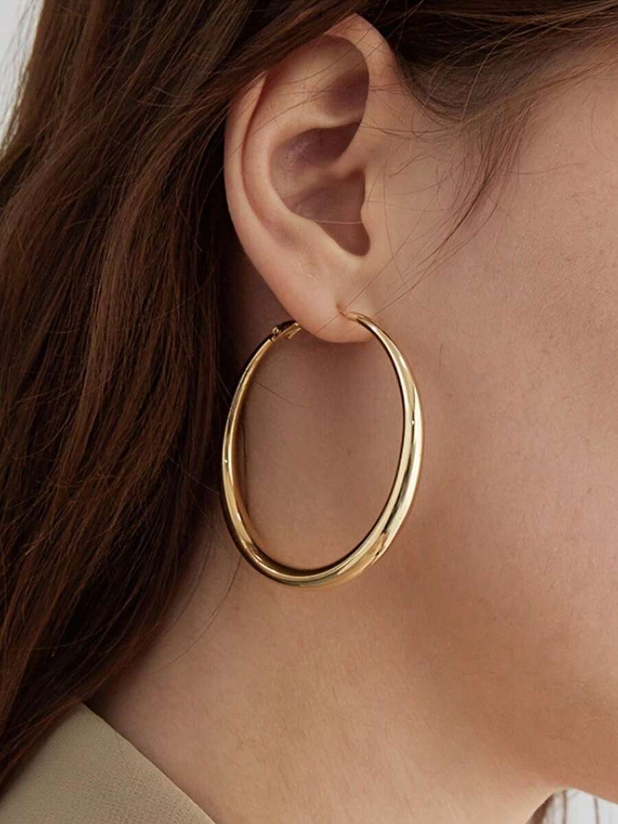 Shiny Gold Tone Y2K Minimalist - đánh giá và giá Hoop Earrings