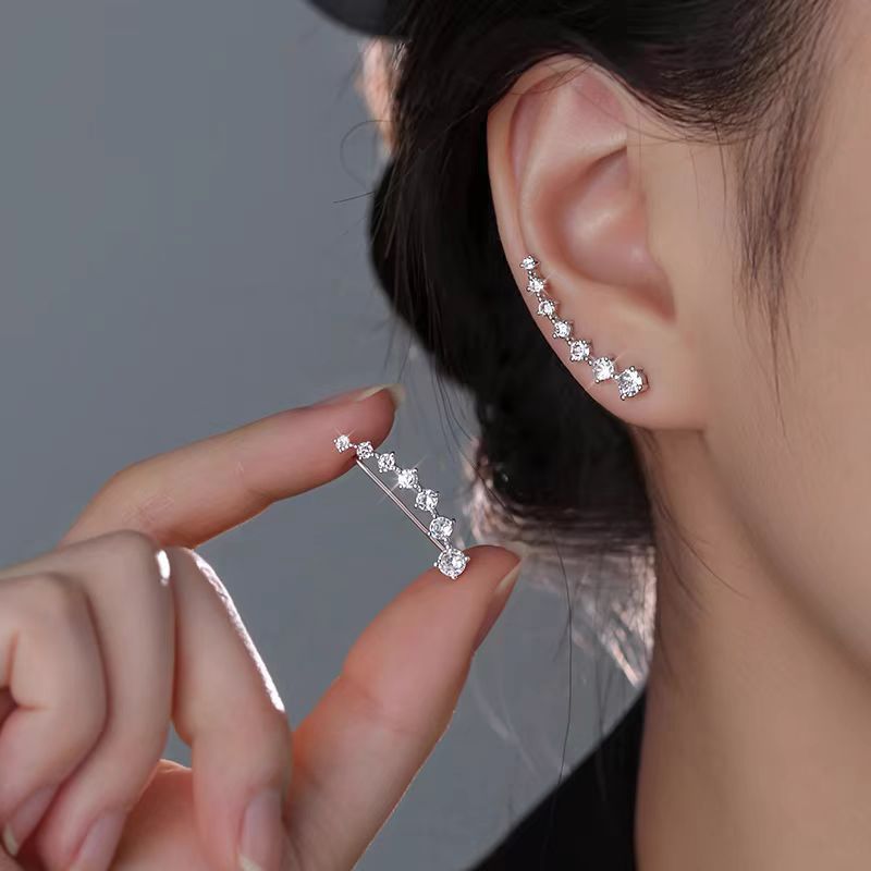 Super Sparkling Zircon Row Stu - đánh giá và giá Diamond Stud Earrings
