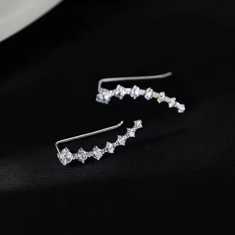 Super Sparkling Zircon Row Stu - đánh giá và giá Diamond Stud Earrings