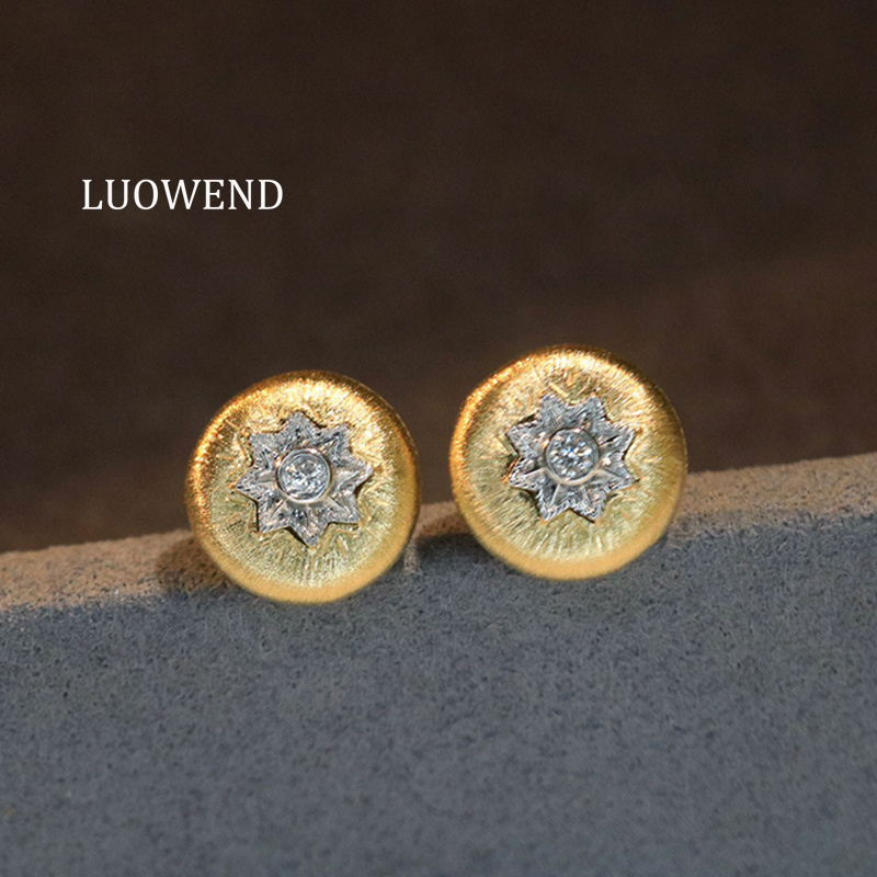 LUOWEND 100% 18K Yellow Gold E - đánh giá và giá Diamond Stud Earrings