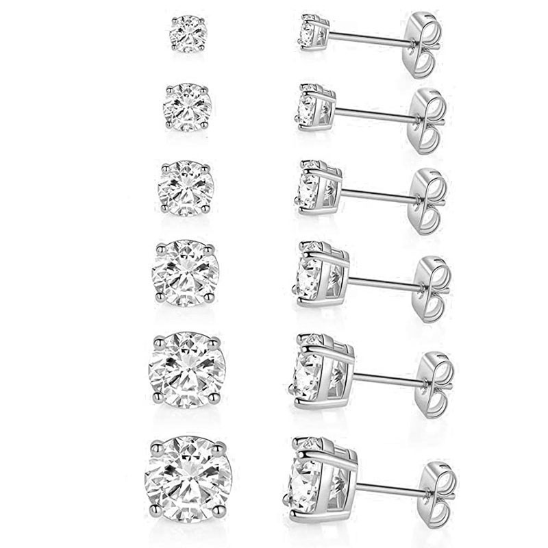 Fashion Four-Prong Round Zirco - đánh giá và giá Diamond Stud Earrings