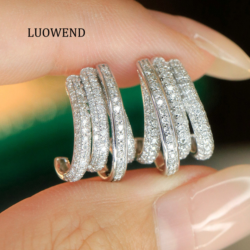 LUOWEND 100% 18K White Gold Ea - đánh giá và giá Diamond Stud Earrings