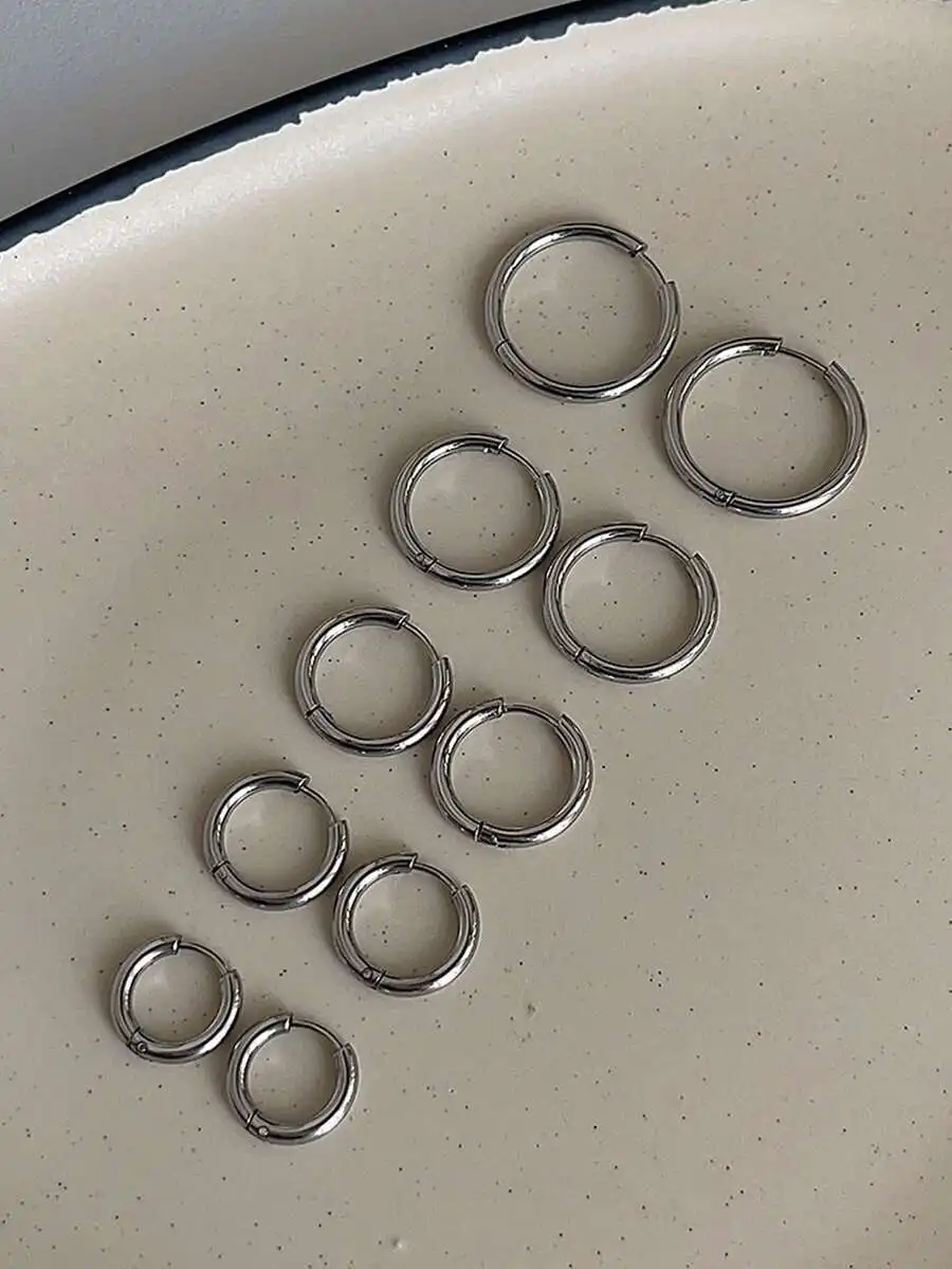 Stainless Steel Polished Hoop  - đánh giá và giá Hoop Earrings
