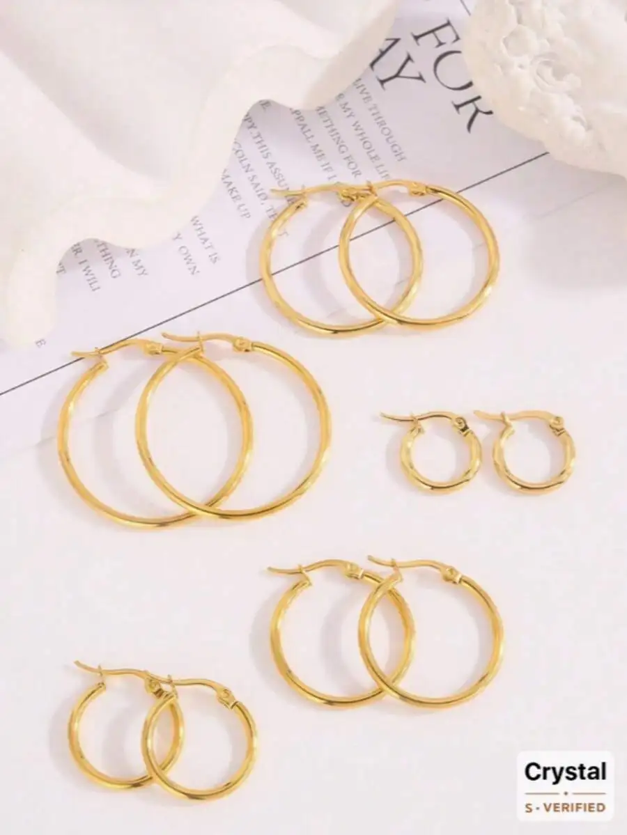 Stainless Steel Polished Hoop  - đánh giá và giá Hoop Earrings