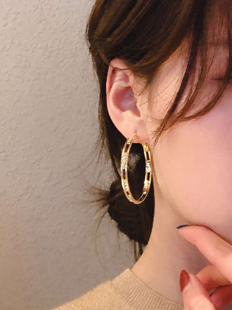 2pcs Hollow Geometric Cubic Zi - đánh giá và giá Hoop Earrings